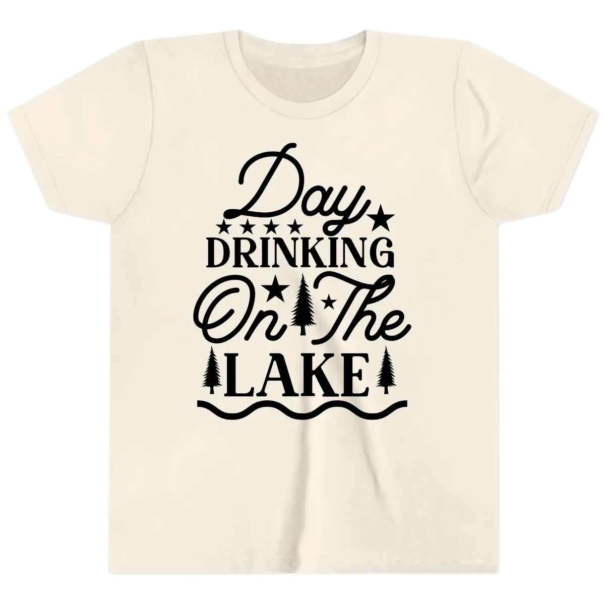 Day Drinking On The Lake Youth T-Shirt in Natural