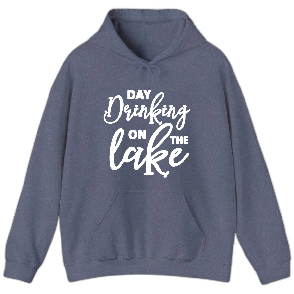Day Drinking On The Lake Apparel Hoodie in Heather Navy