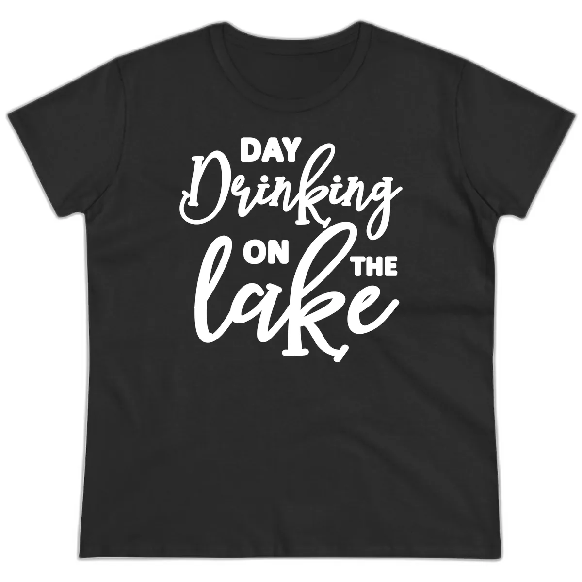 Day Drinking On The Lake Apparel Ladies Tee in Black