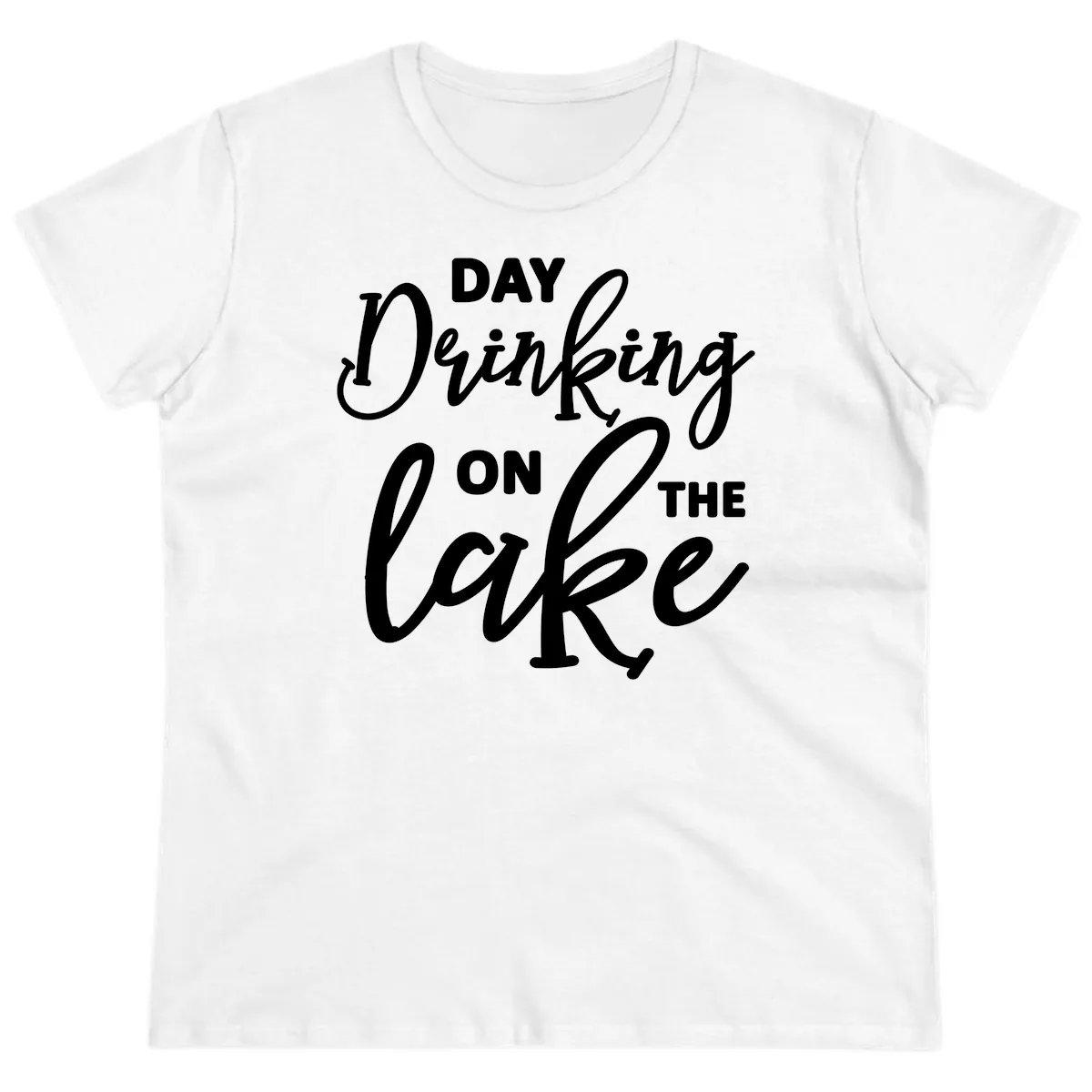 Day Drinking On The Lake Apparel Ladies Tee in White
