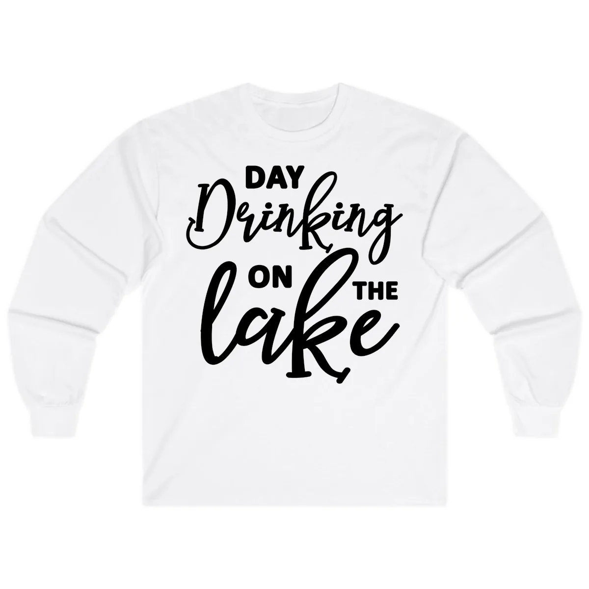 Day Drinking On The Lake Apparel Long Sleeve in White