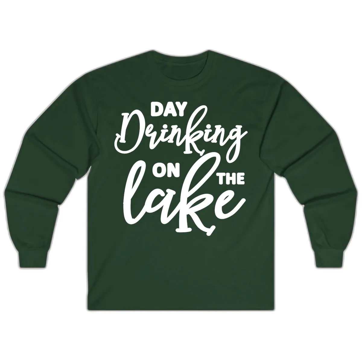 Day Drinking On The Lake Apparel Long Sleeve in Forest Green