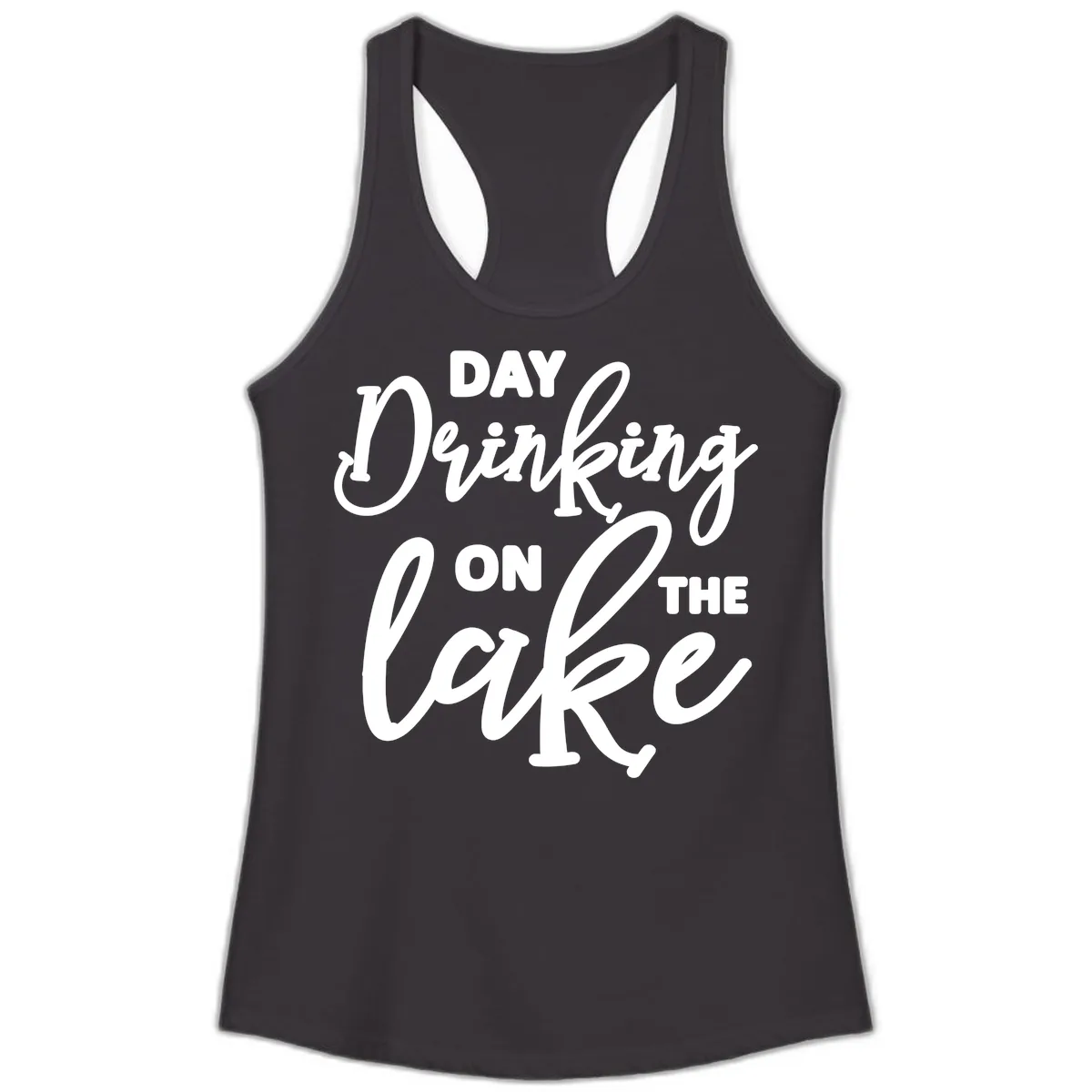 Day Drinking On The Lake Apparel Ladies Tank in Black