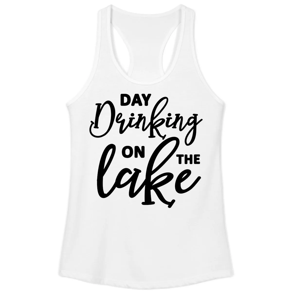 Day Drinking On The Lake Apparel Ladies Tank in White