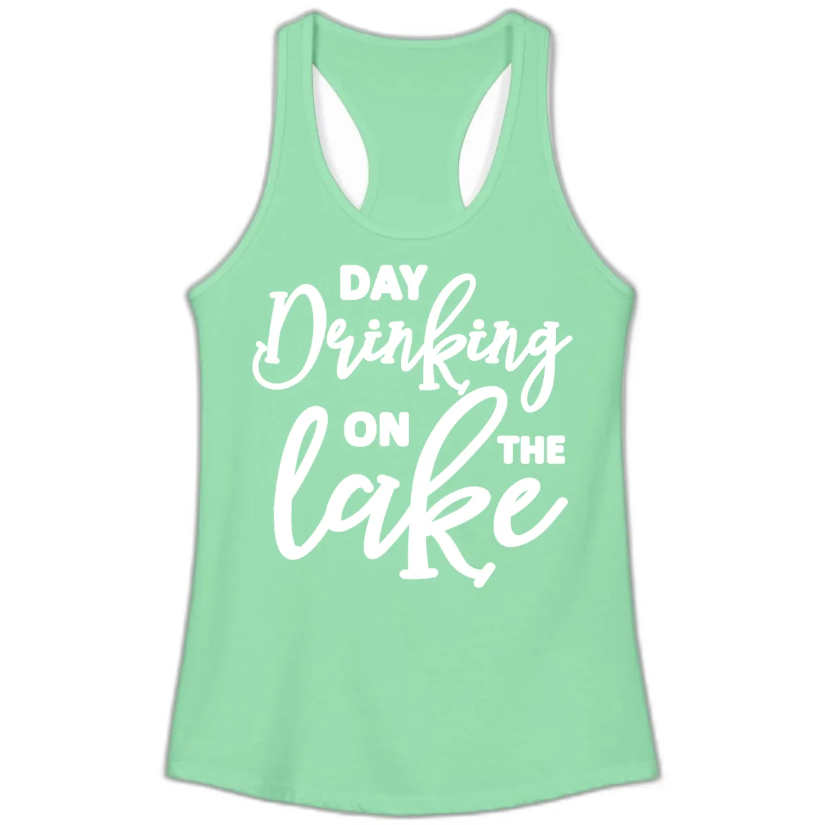 Day Drinking On The Lake Apparel Ladies Tank in Solid Mint