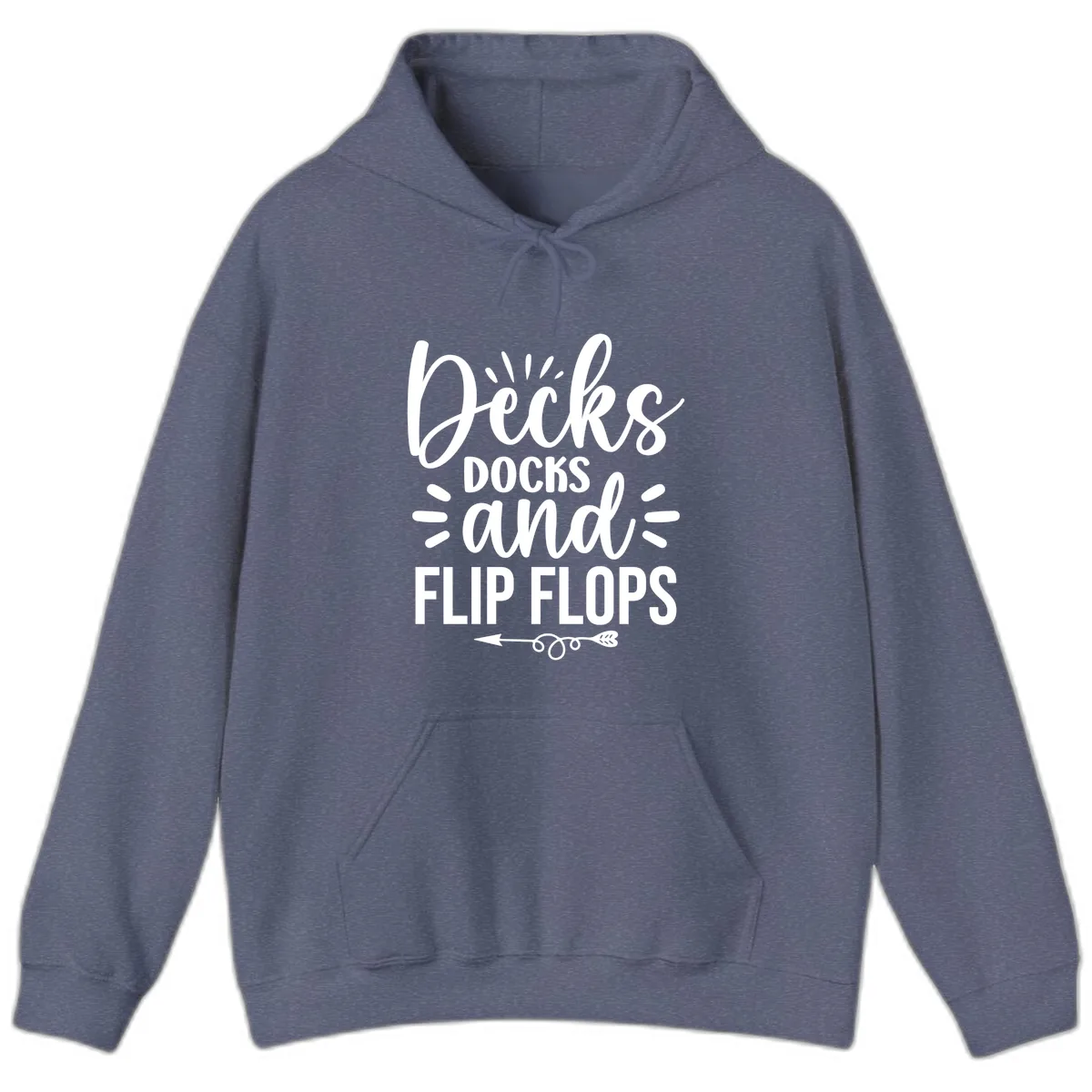 Decks Docks And Flip Flops Hoodie in Heather Navy