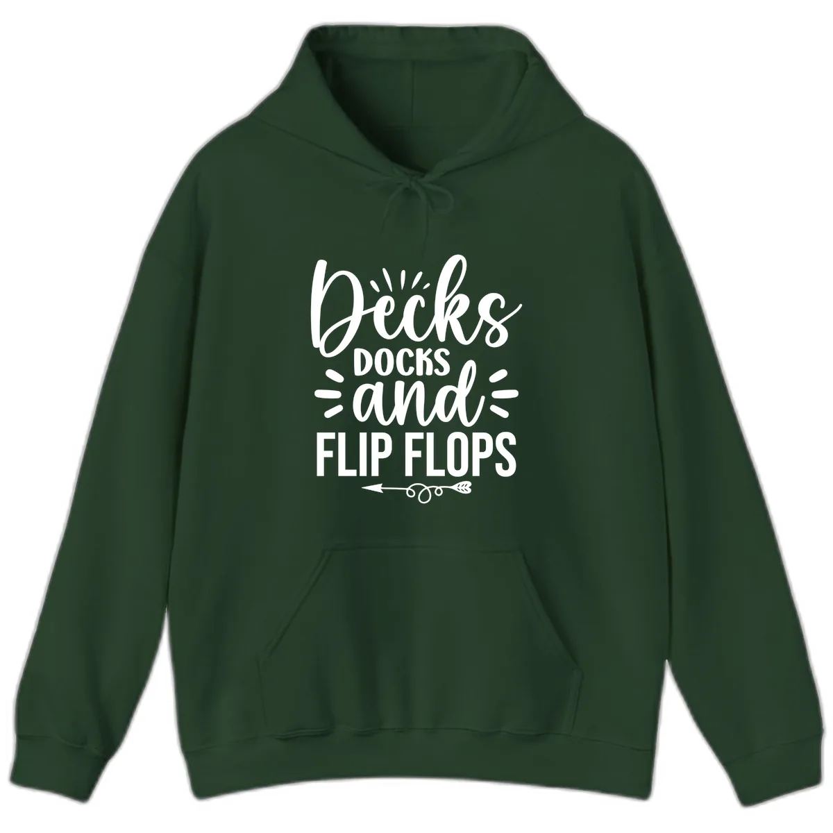 Decks Docks And Flip Flops Hoodie in Forest Green
