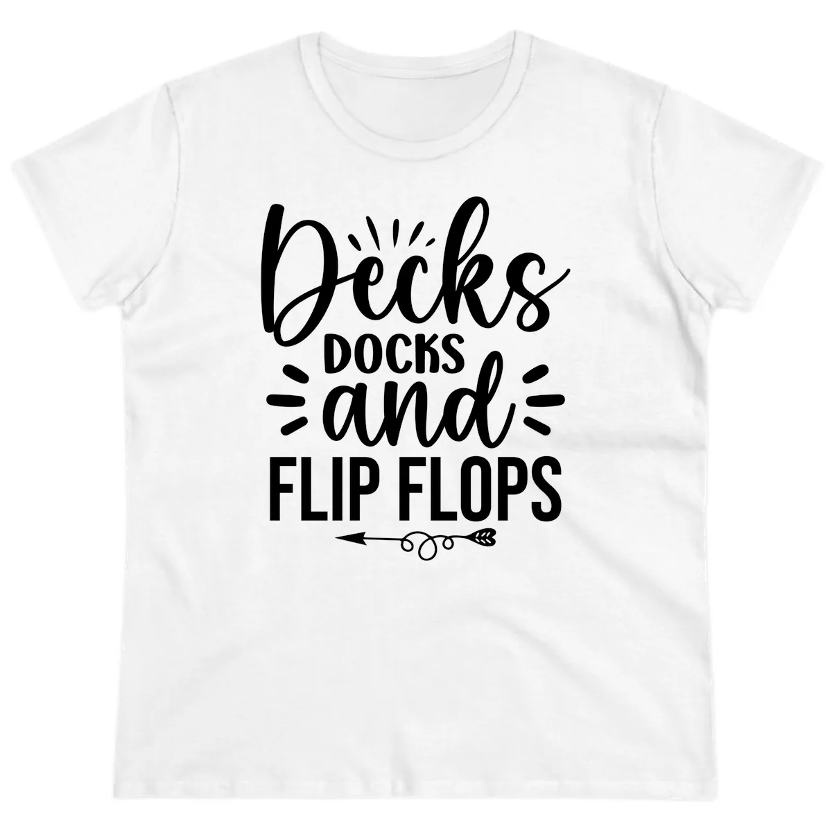 Decks Docks And Flip Flops Ladies Tee in White