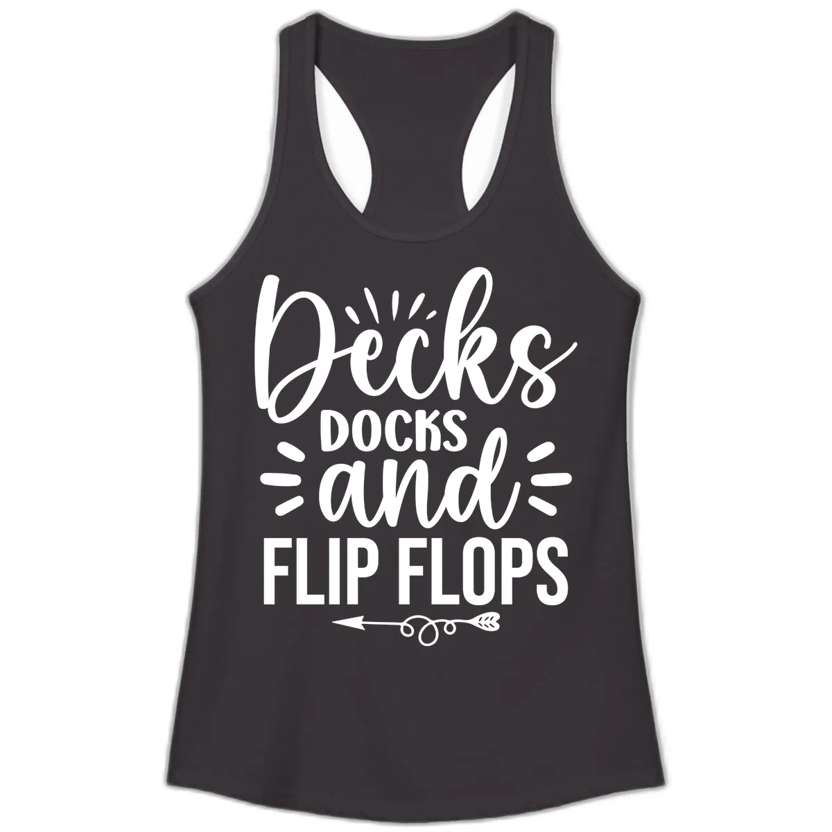 Decks Docks And Flip Flops Ladies Tank in Black