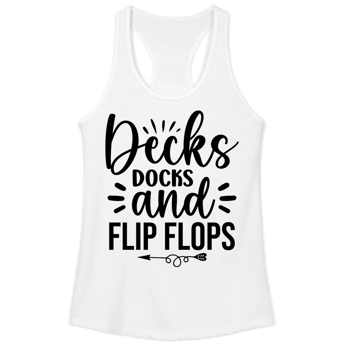 Decks Docks And Flip Flops Ladies Tank in White