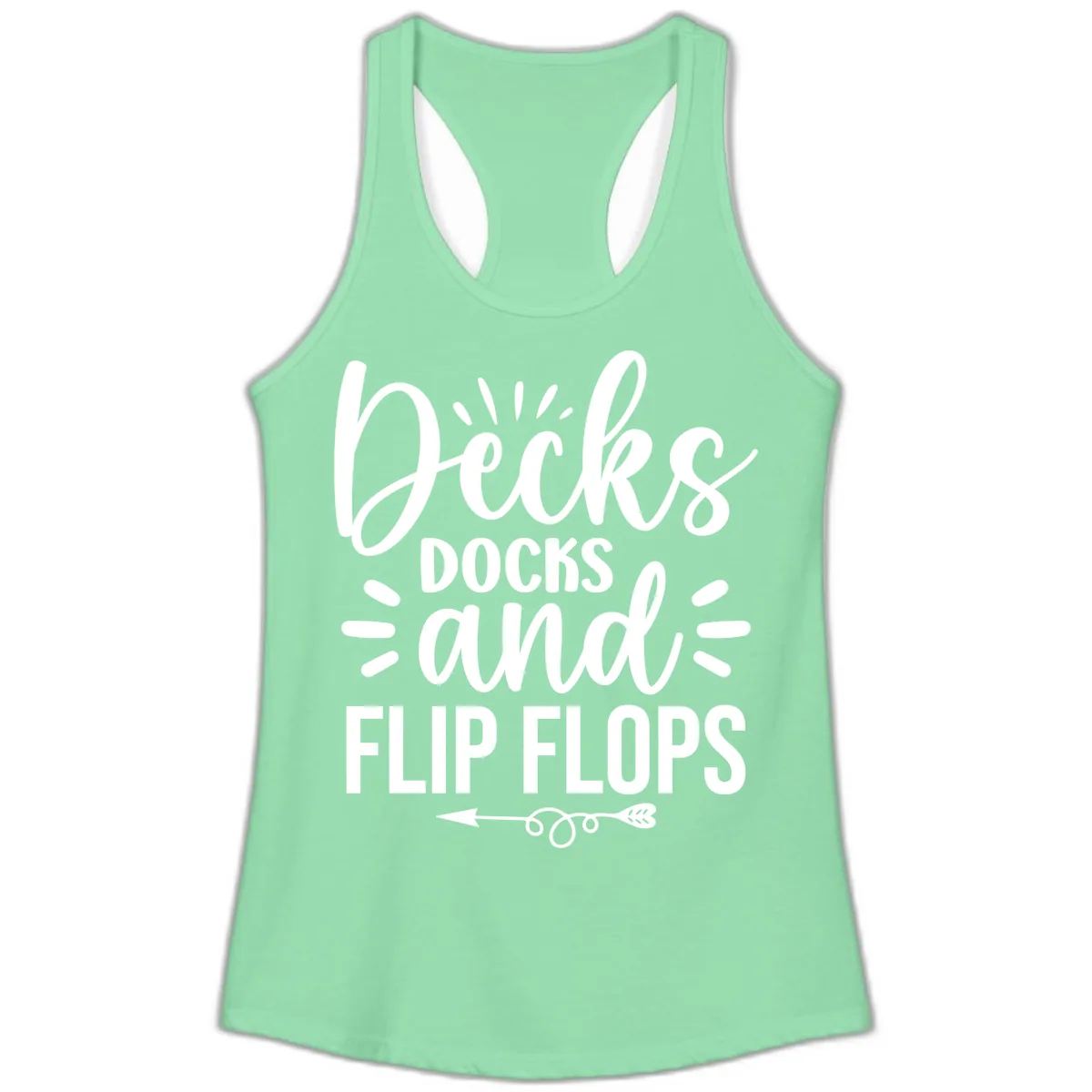 Decks Docks And Flip Flops Ladies Tank in Solid Mint