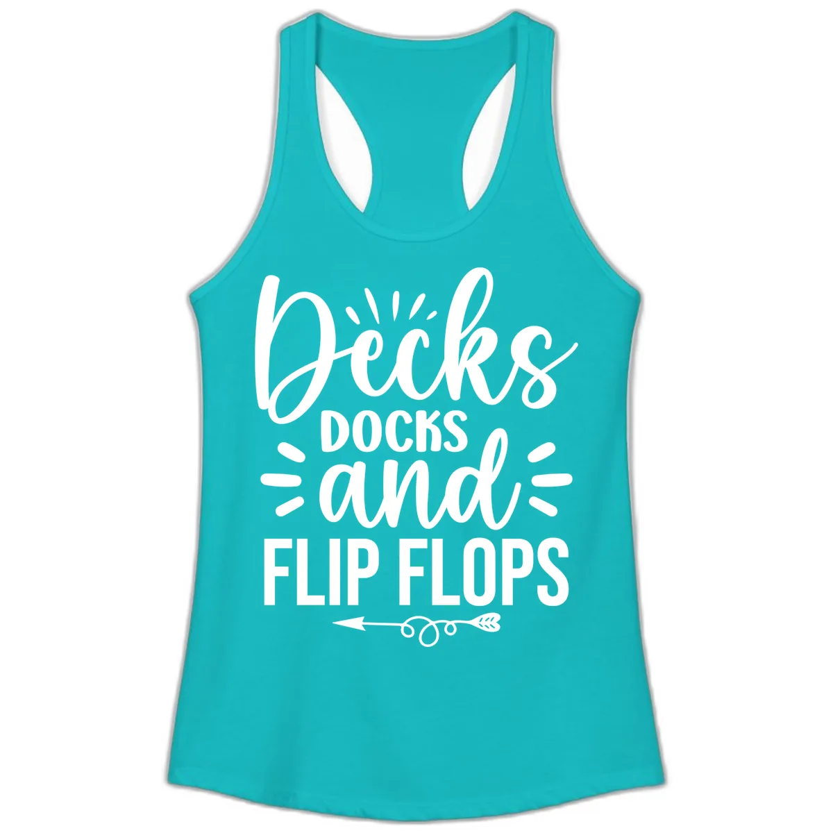 Decks Docks And Flip Flops Ladies Tank in Tahiti Blue