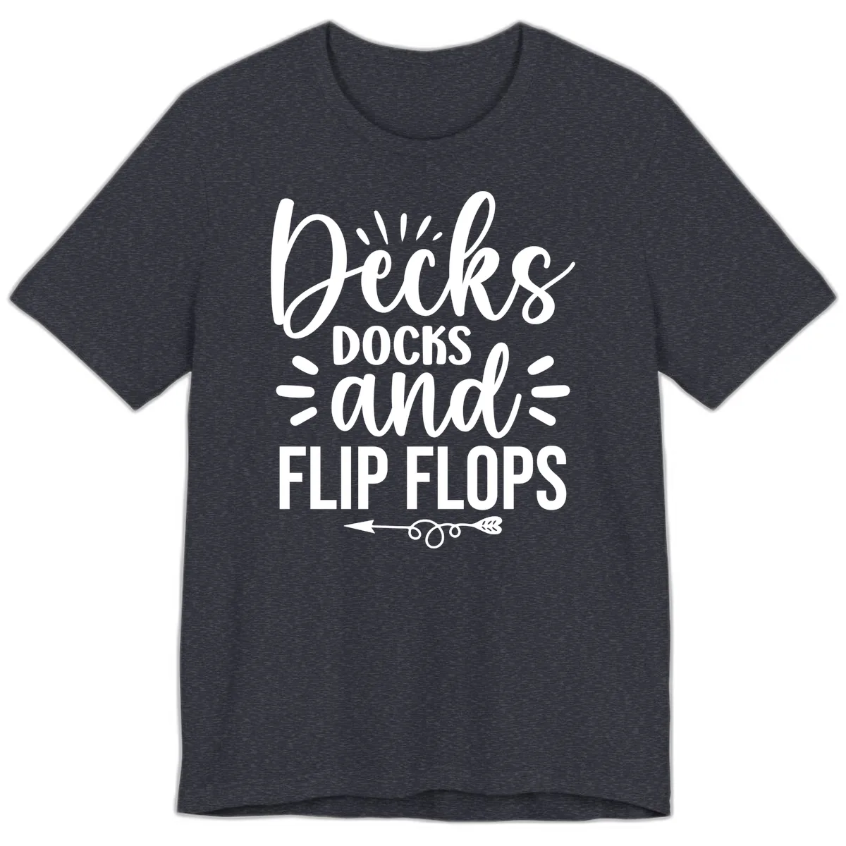 Decks Docks And Flip Flops Premium T-Shirt in Heather Navy