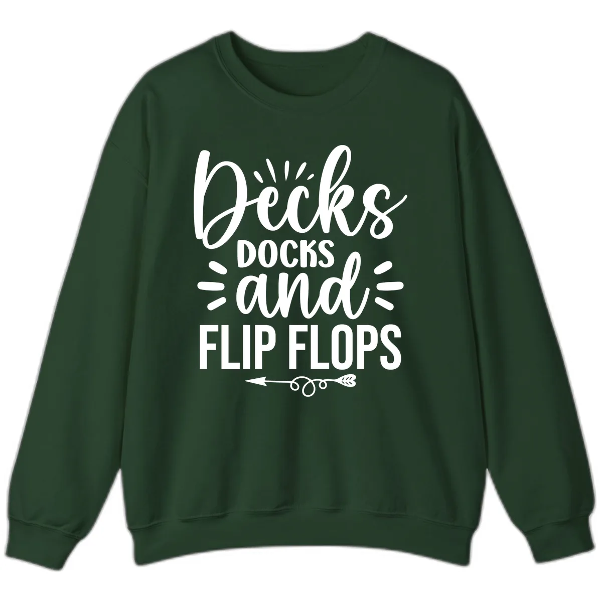 Decks Docks And Flip Flops Sweatshirt in Forest Green