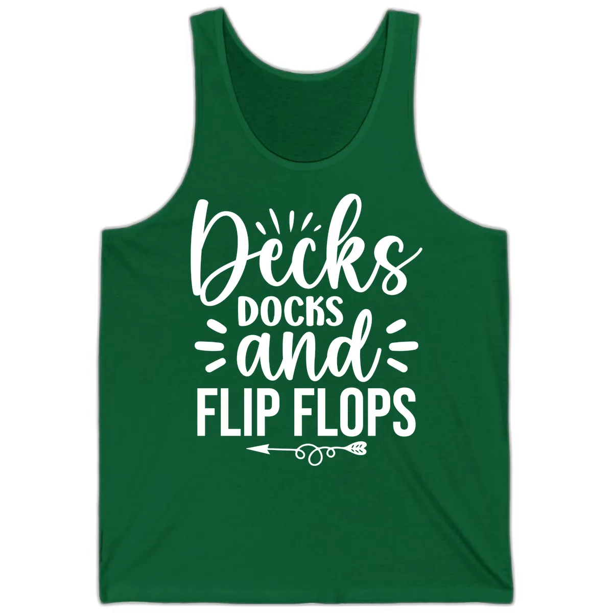 Decks Docks And Flip Flops Tank in Kelly