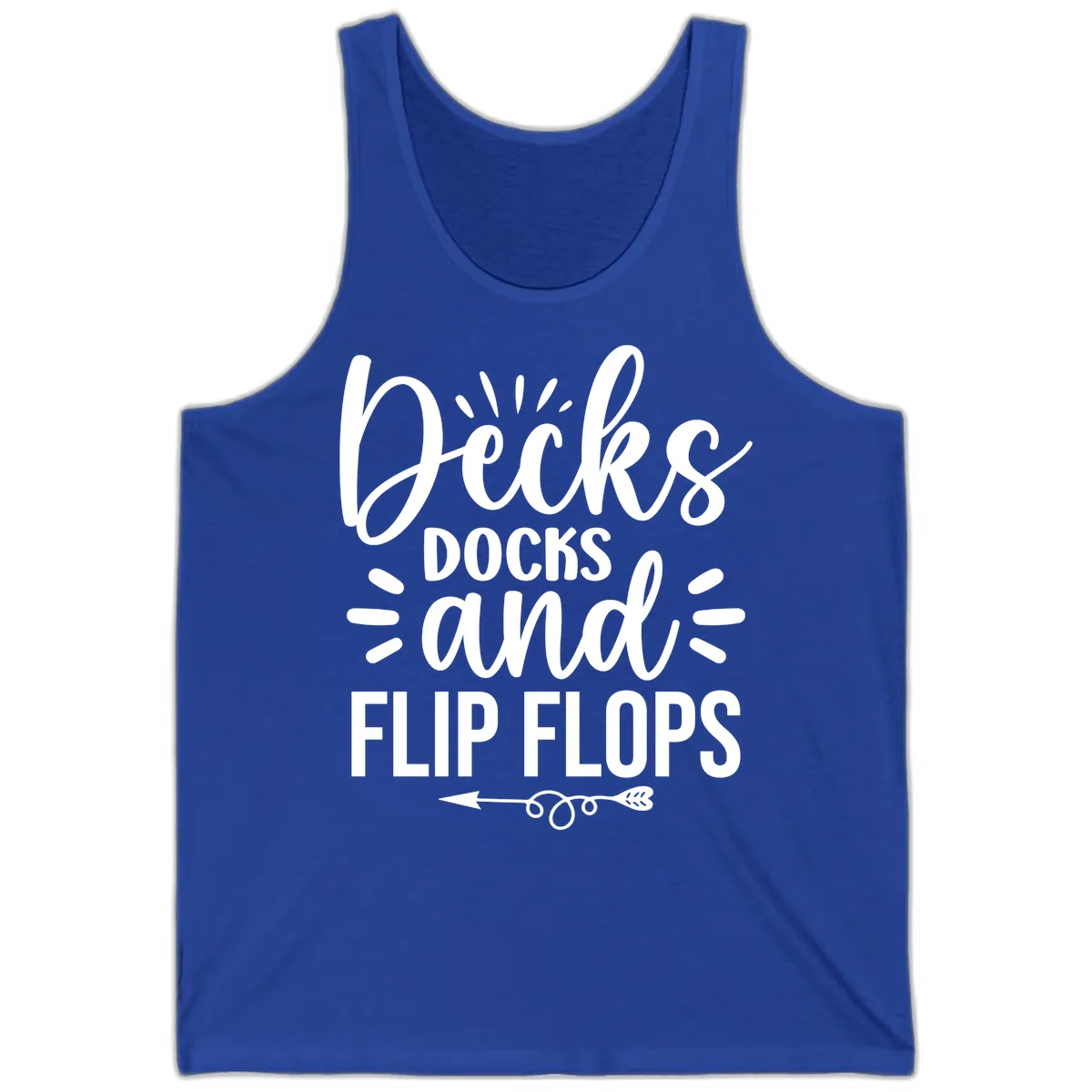Decks Docks And Flip Flops Tank in True Royal