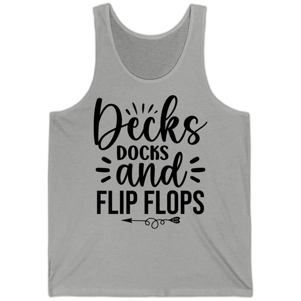 Decks Docks And Flip Flops Tank in Athletic Heather