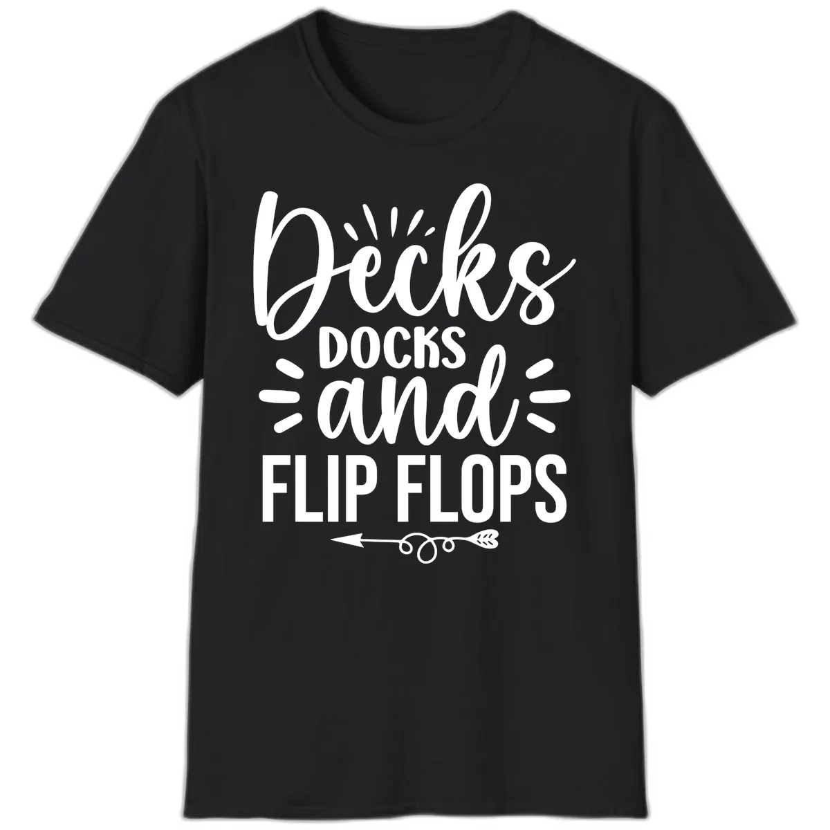 Decks Docks And Flip Flops T-Shirt in Black