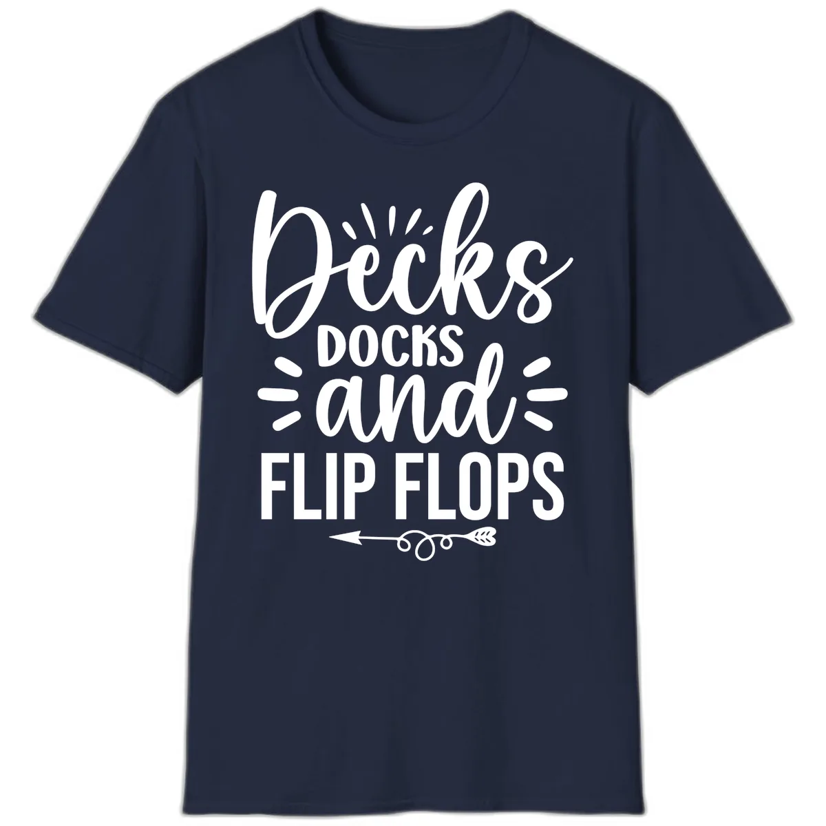 Decks Docks And Flip Flops T-Shirt in Navy