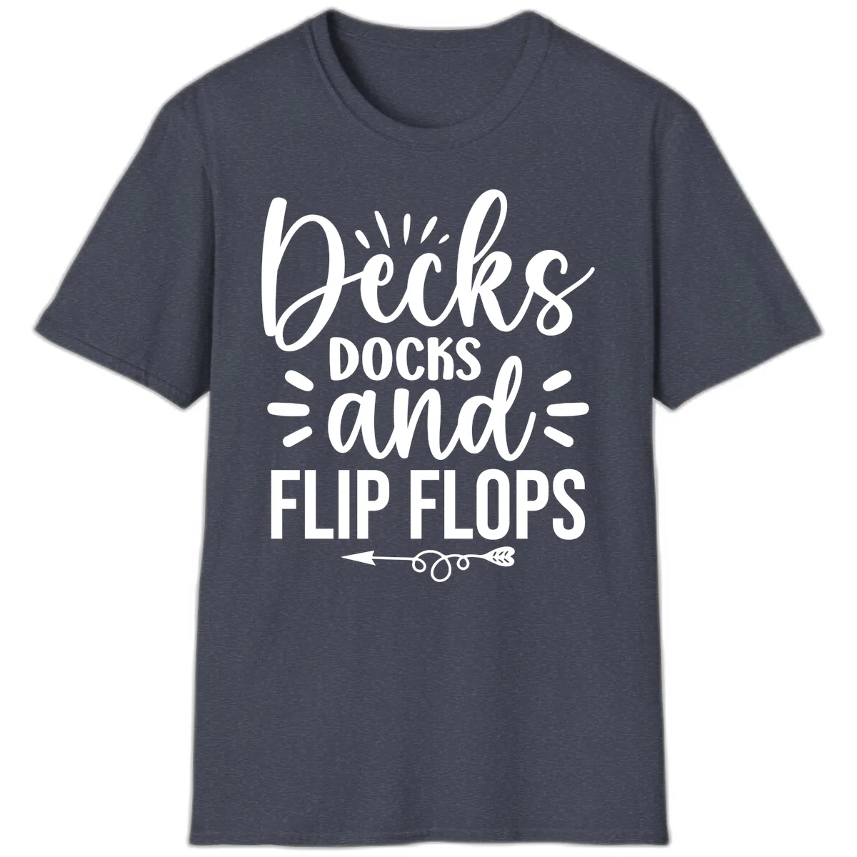 Decks Docks And Flip Flops T-Shirt in Heather Navy