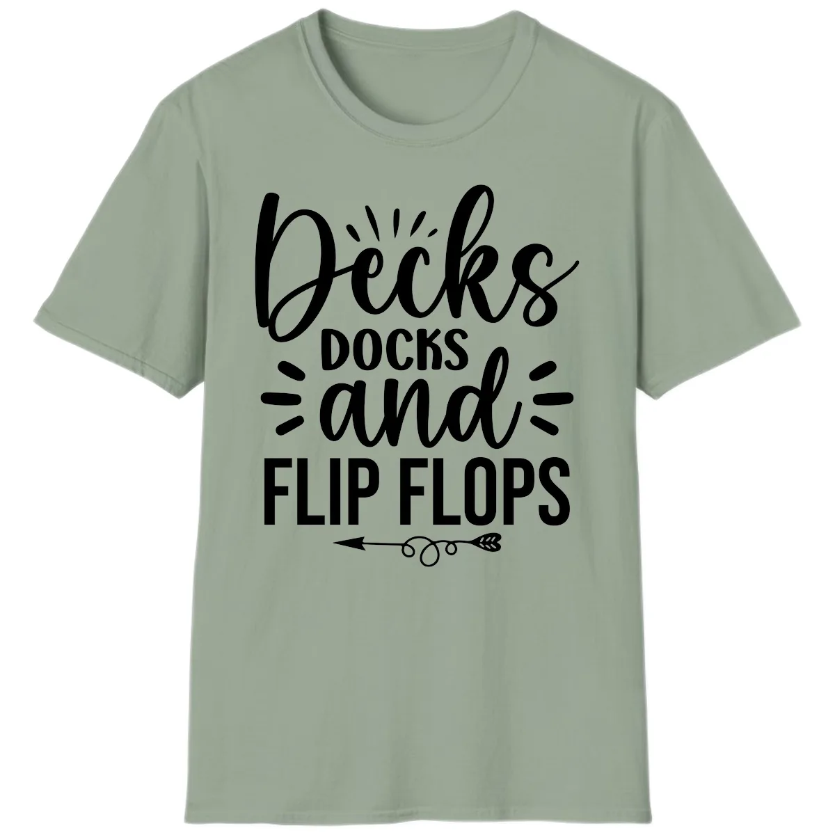 Decks Docks And Flip Flops T-Shirt in Sage