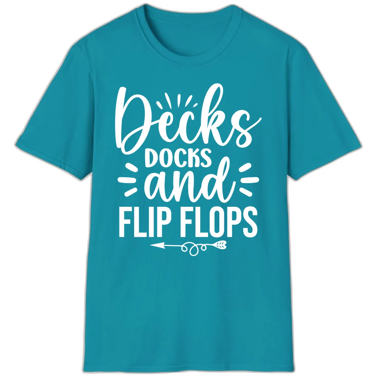 Decks Docks And Flip Flops T-Shirt in Tropical Blue