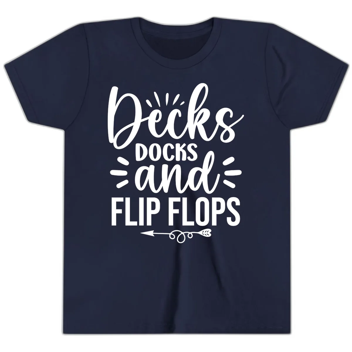 Decks Docks And Flip Flops Youth T-Shirt in Navy