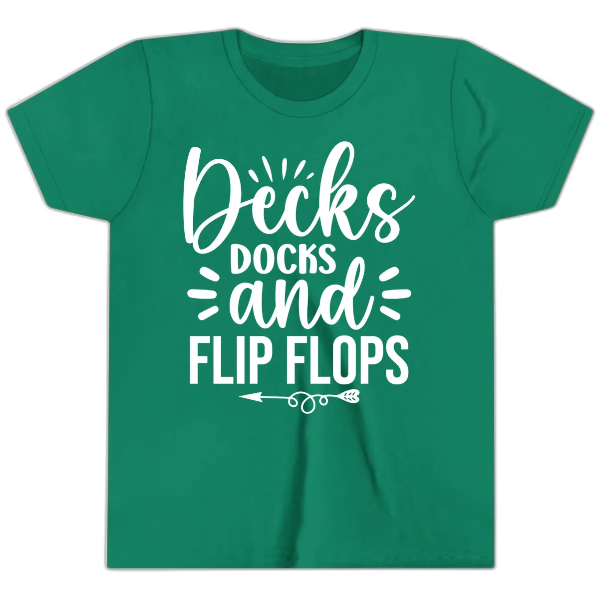 Decks Docks And Flip Flops Youth T-Shirt in Kelly