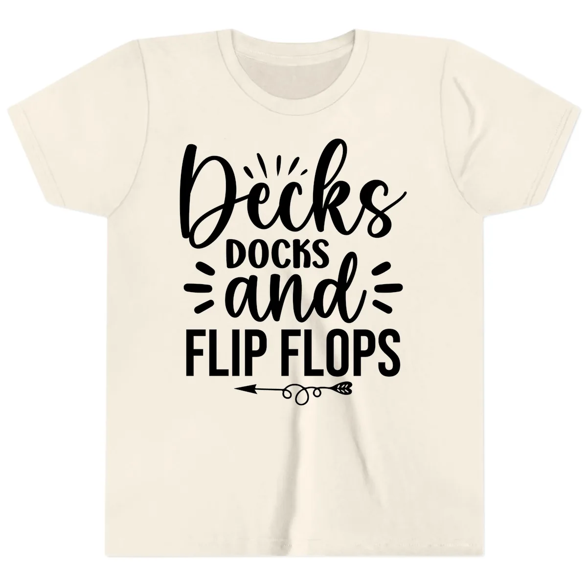Decks Docks And Flip Flops Youth T-Shirt in Natural