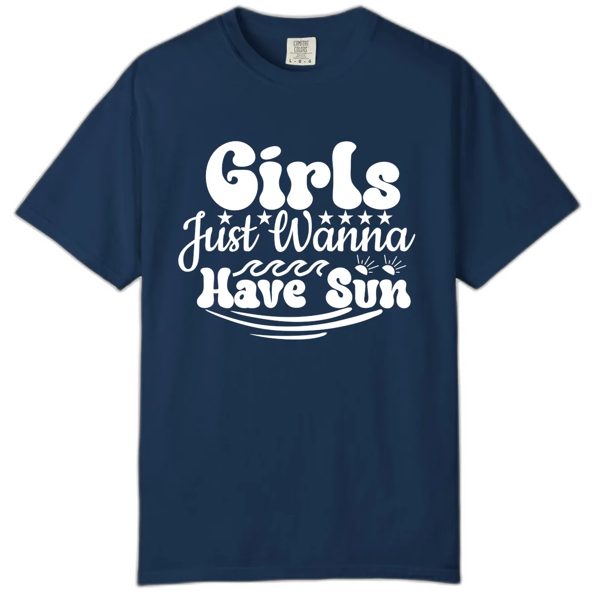 Girls Just Wanna Have Sun Retro Design Comfort Color in Navy