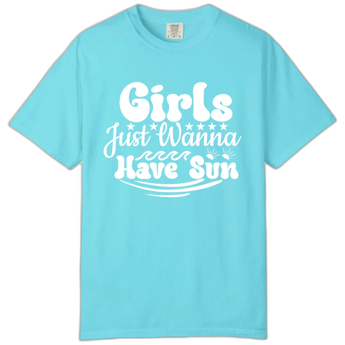Girls Just Wanna Have Sun Retro Design Comfort Color in Lagoon Blue