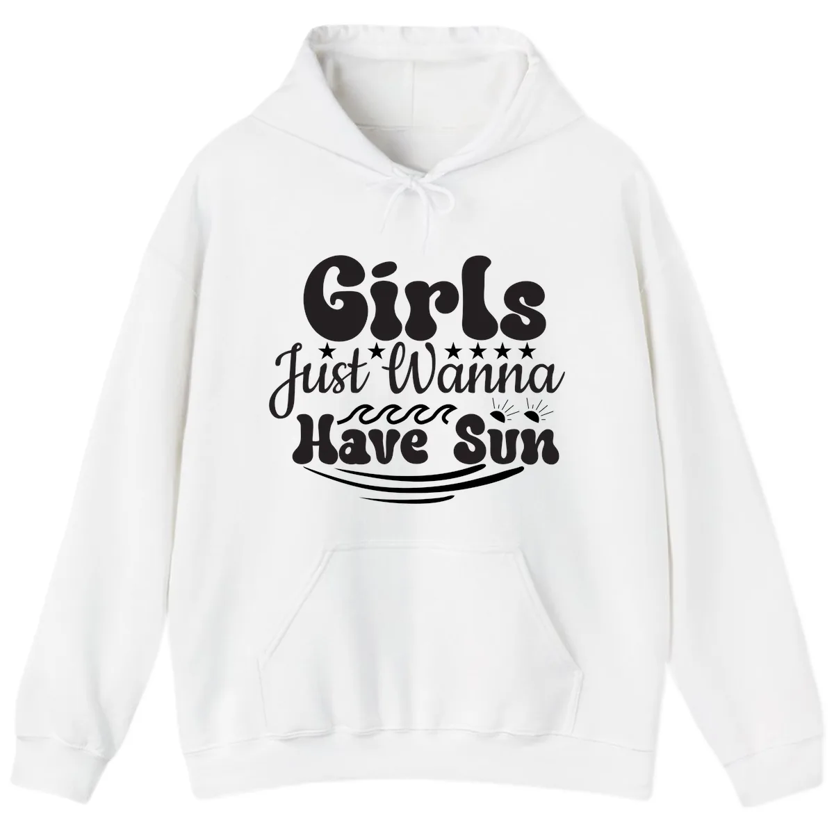 Girls Just Wanna Have Sun Retro Design Hoodie in White