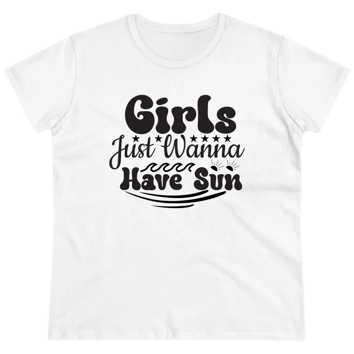 Girls Just Wanna Have Sun Retro Design Ladies Tee in White