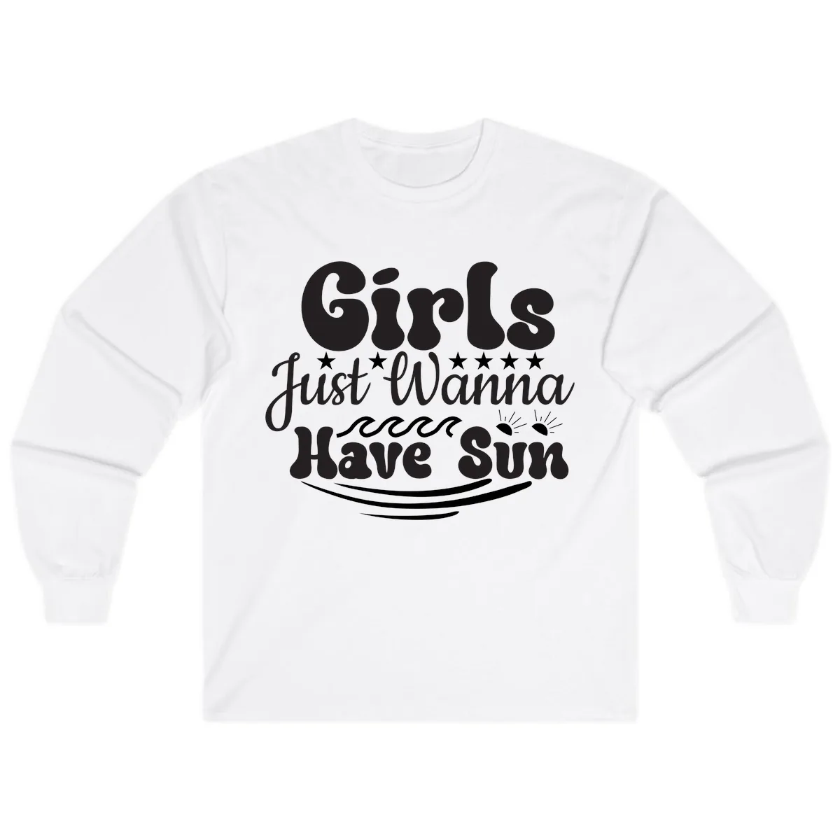 Girls Just Wanna Have Sun Retro Design Long Sleeve in White