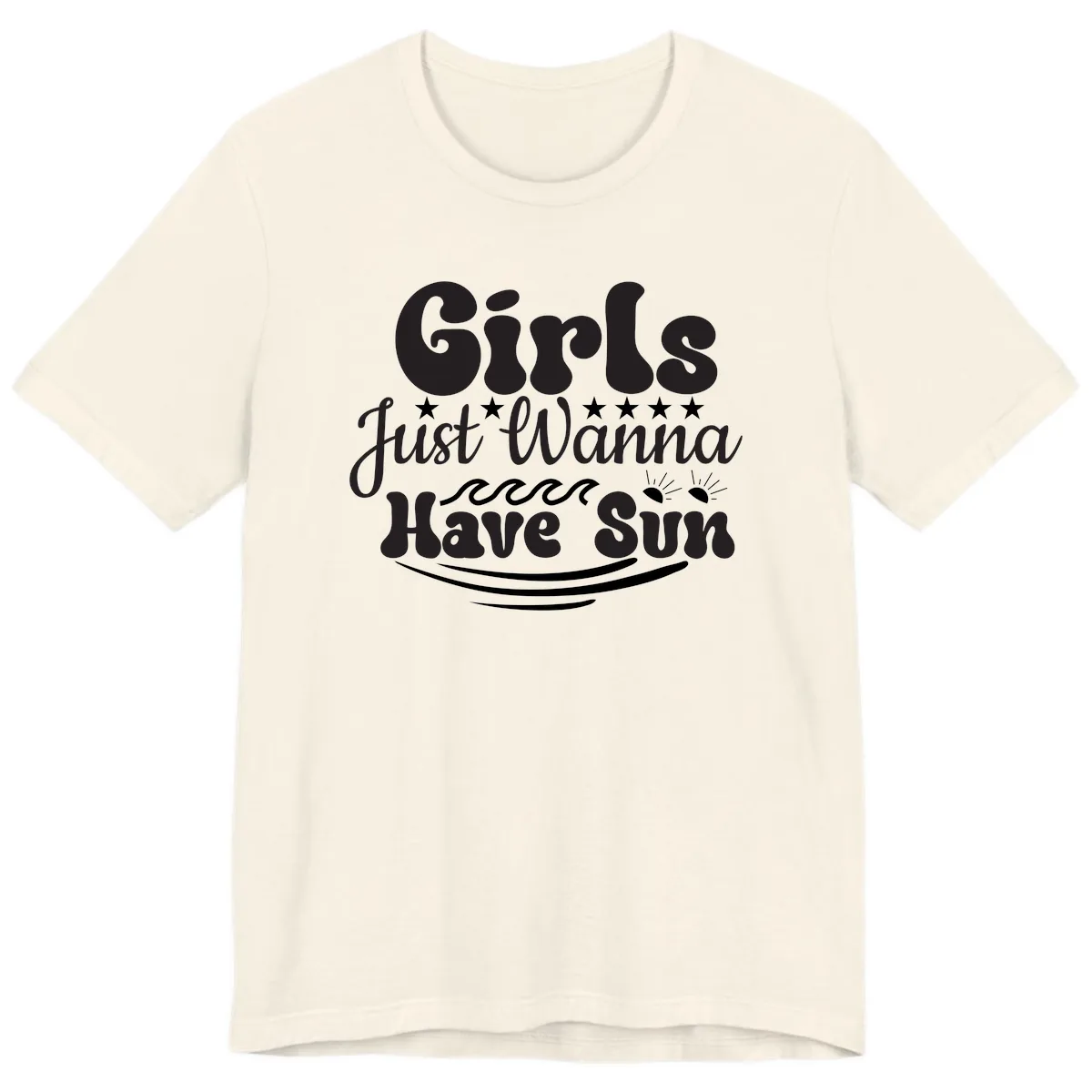 Girls Just Wanna Have Sun Retro Design Premium T-Shirt in Natural