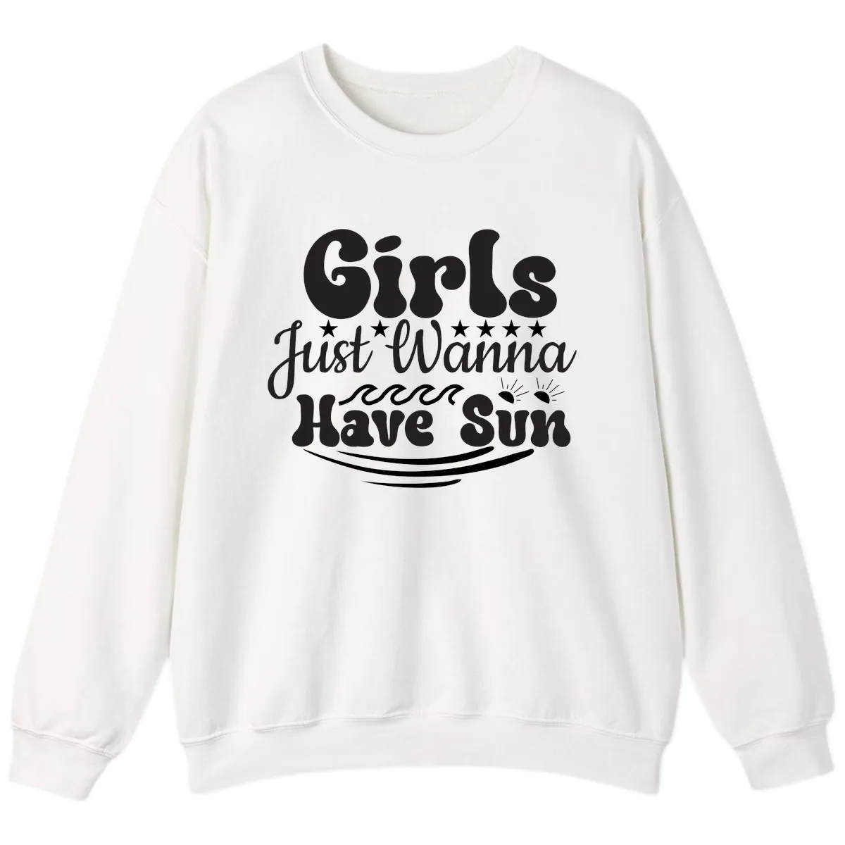 Girls Just Wanna Have Sun Retro Design Sweatshirt in White