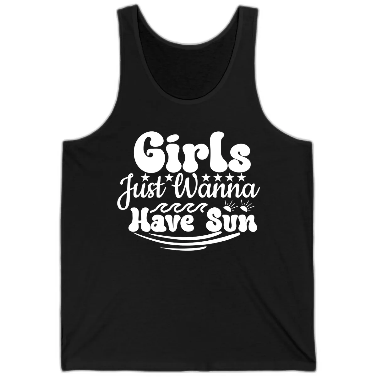 Girls Just Wanna Have Sun Retro Design Tank in Black