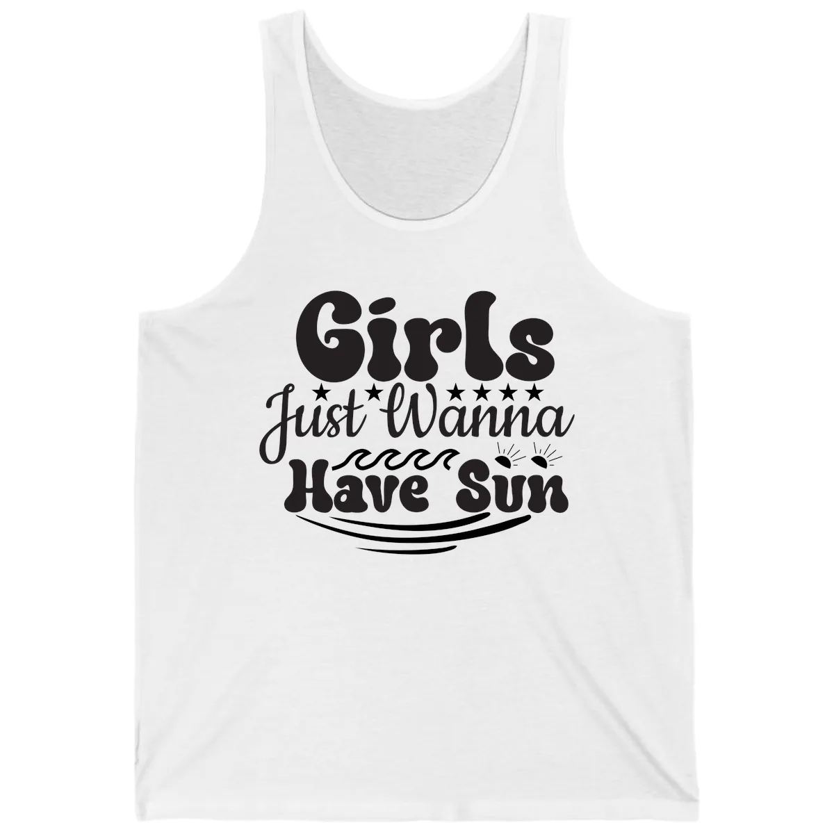 Girls Just Wanna Have Sun Retro Design Tank in White