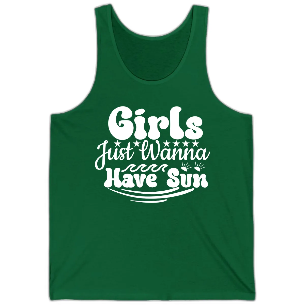 Girls Just Wanna Have Sun Retro Design Tank in Kelly