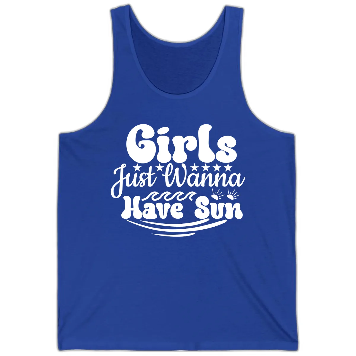 Girls Just Wanna Have Sun Retro Design Tank in True Royal