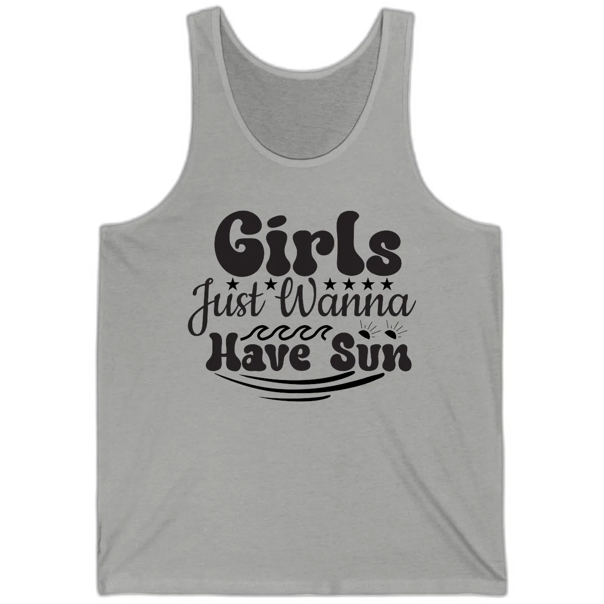 Girls Just Wanna Have Sun Retro Design Tank in Athletic Heather