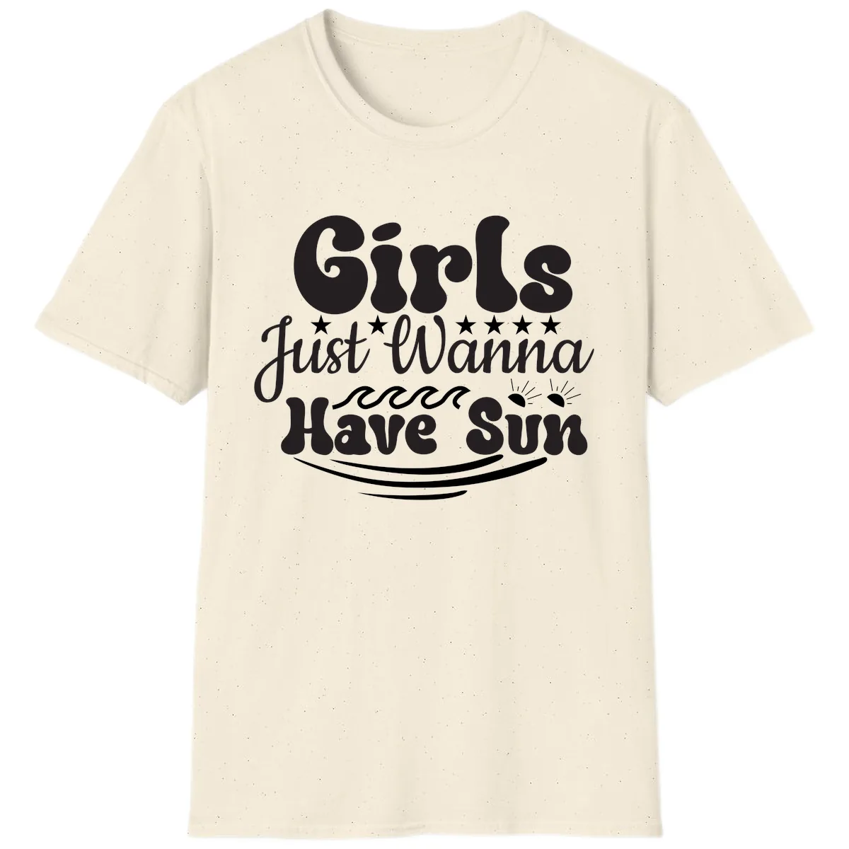 Girls Just Wanna Have Sun Retro Design T-Shirt in Natural
