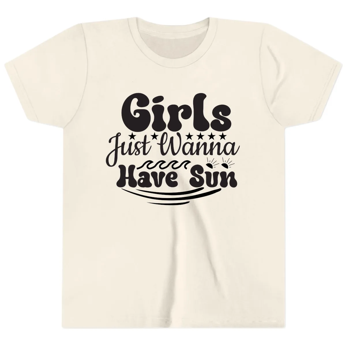 Girls Just Wanna Have Sun Retro Design Youth T-Shirt in Natural