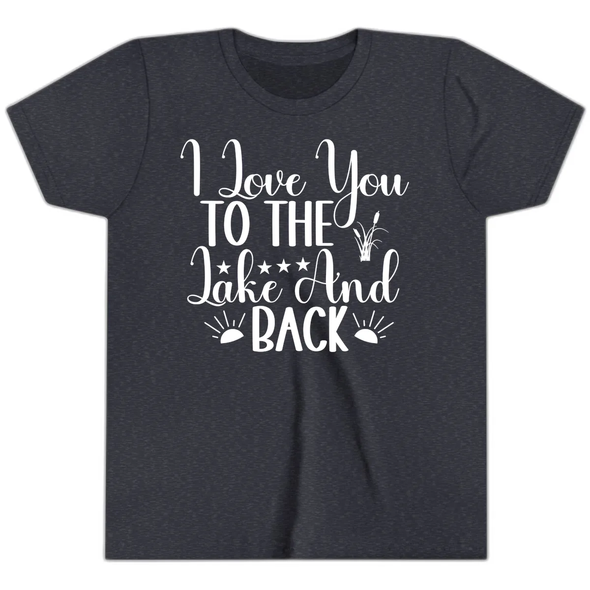 I Love You To The Lake And Back Youth T-Shirt in Heather Navy