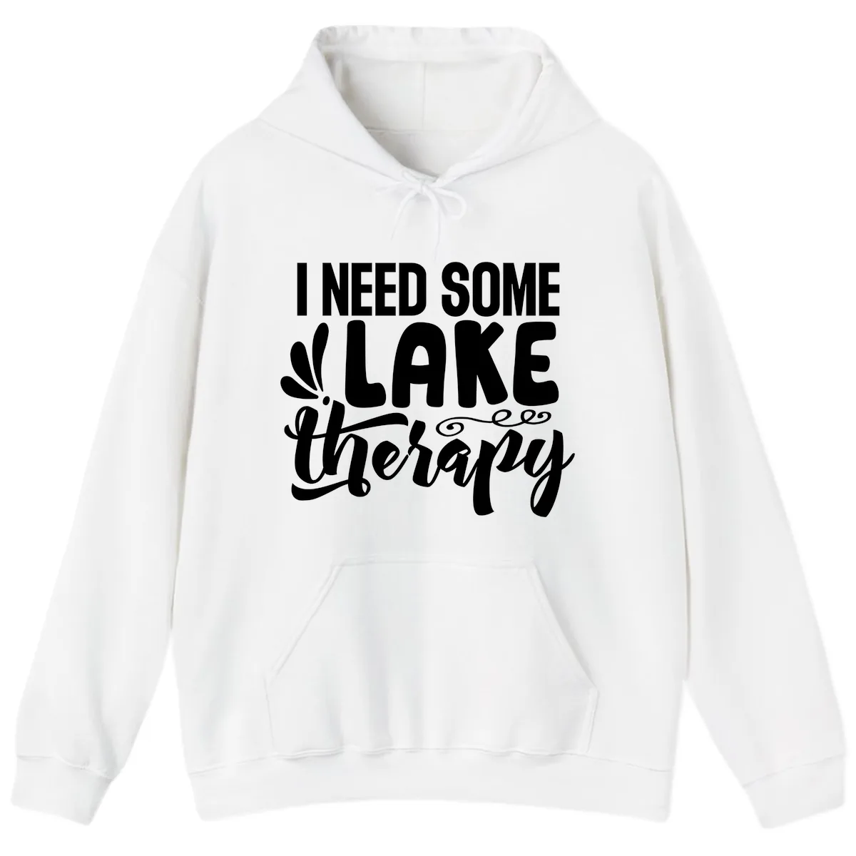 I Need Some Lake Therapy Design Hoodie in White