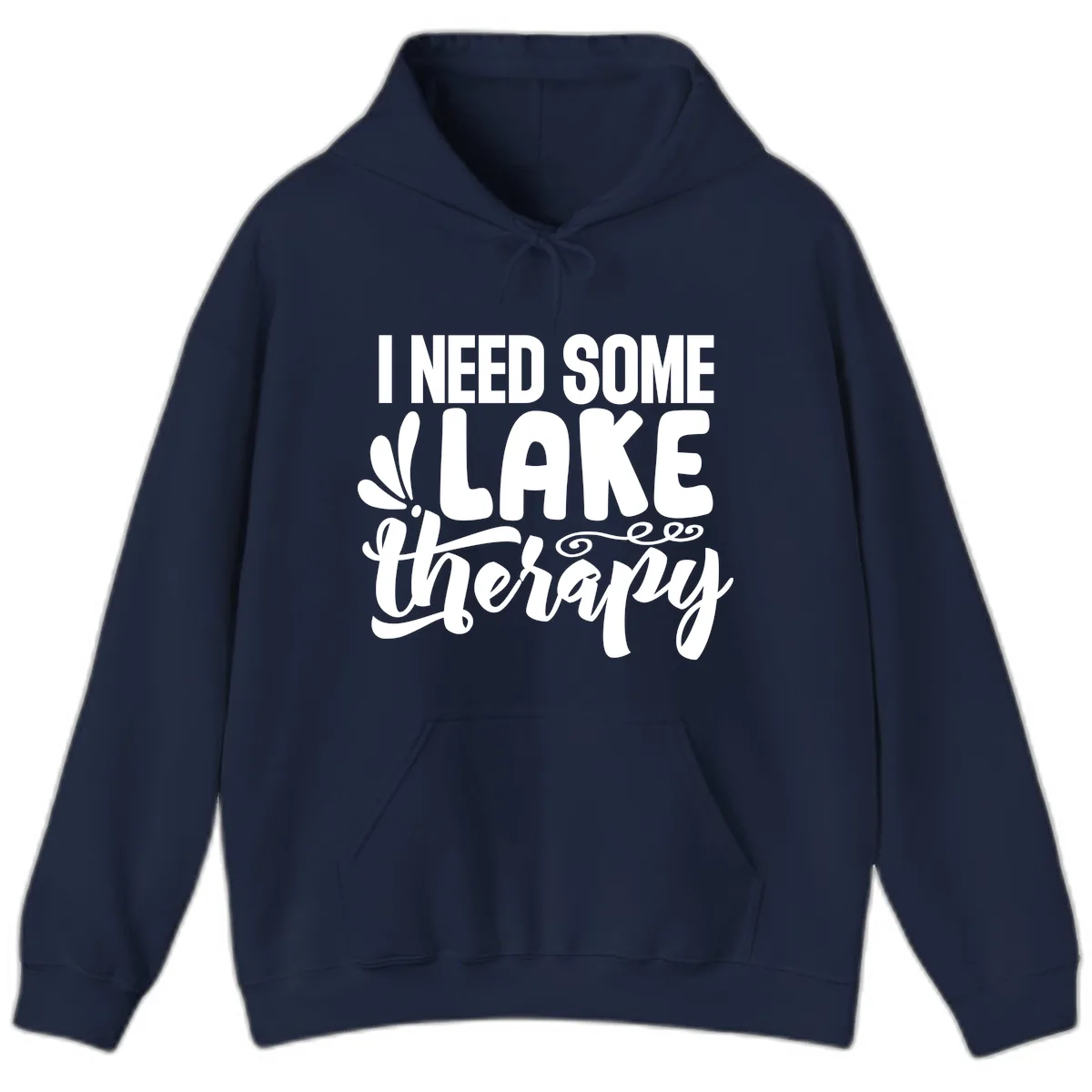 I Need Some Lake Therapy Design Hoodie in Navy