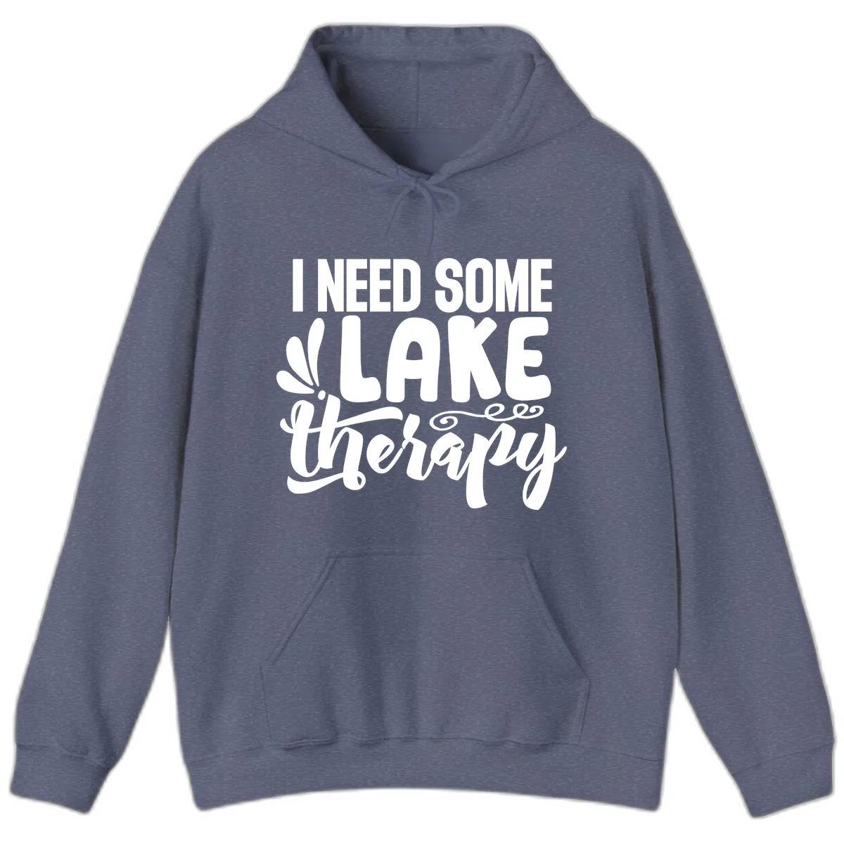 I Need Some Lake Therapy Design Hoodie in Heather Navy