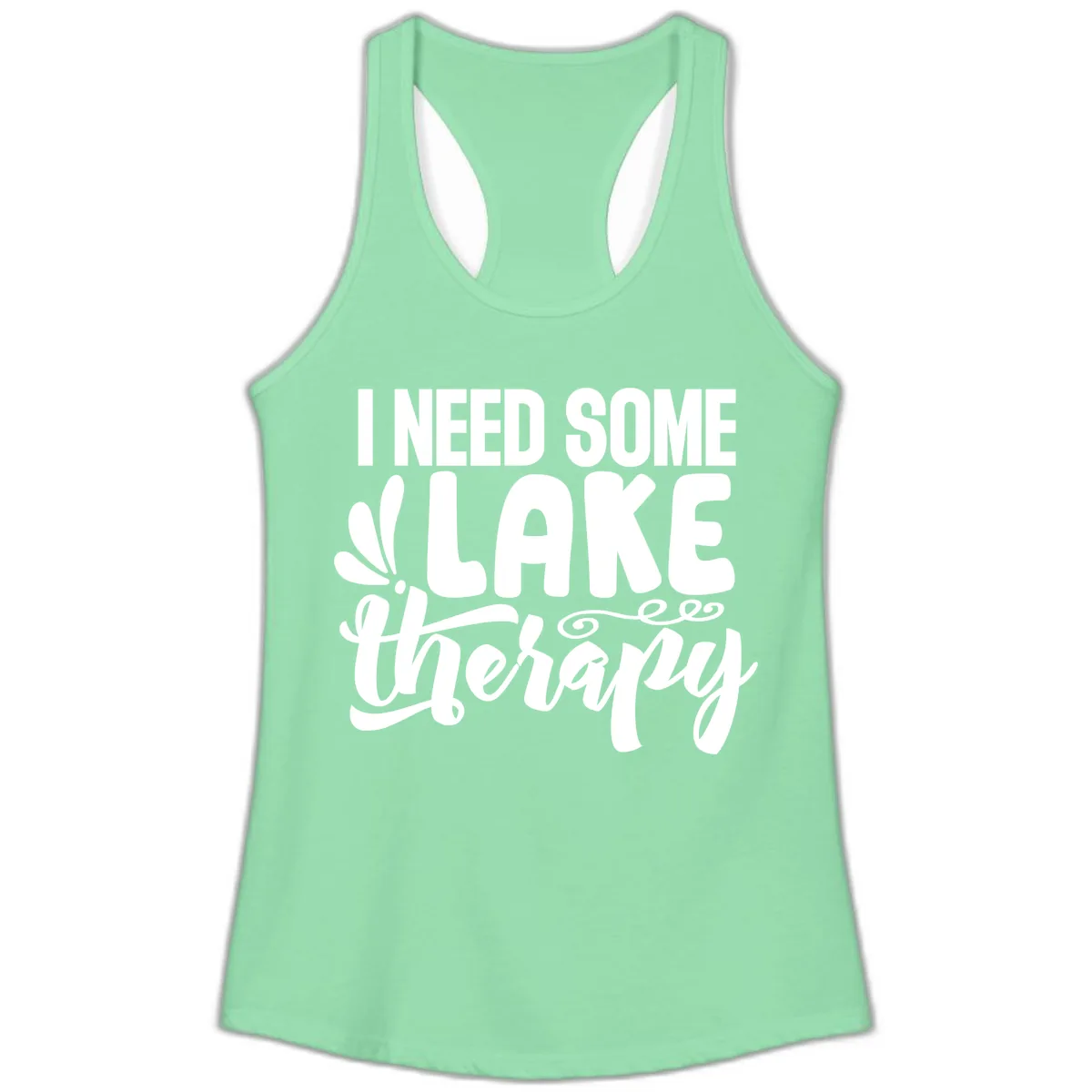 I Need Some Lake Therapy Design Ladies Tank in Solid Mint