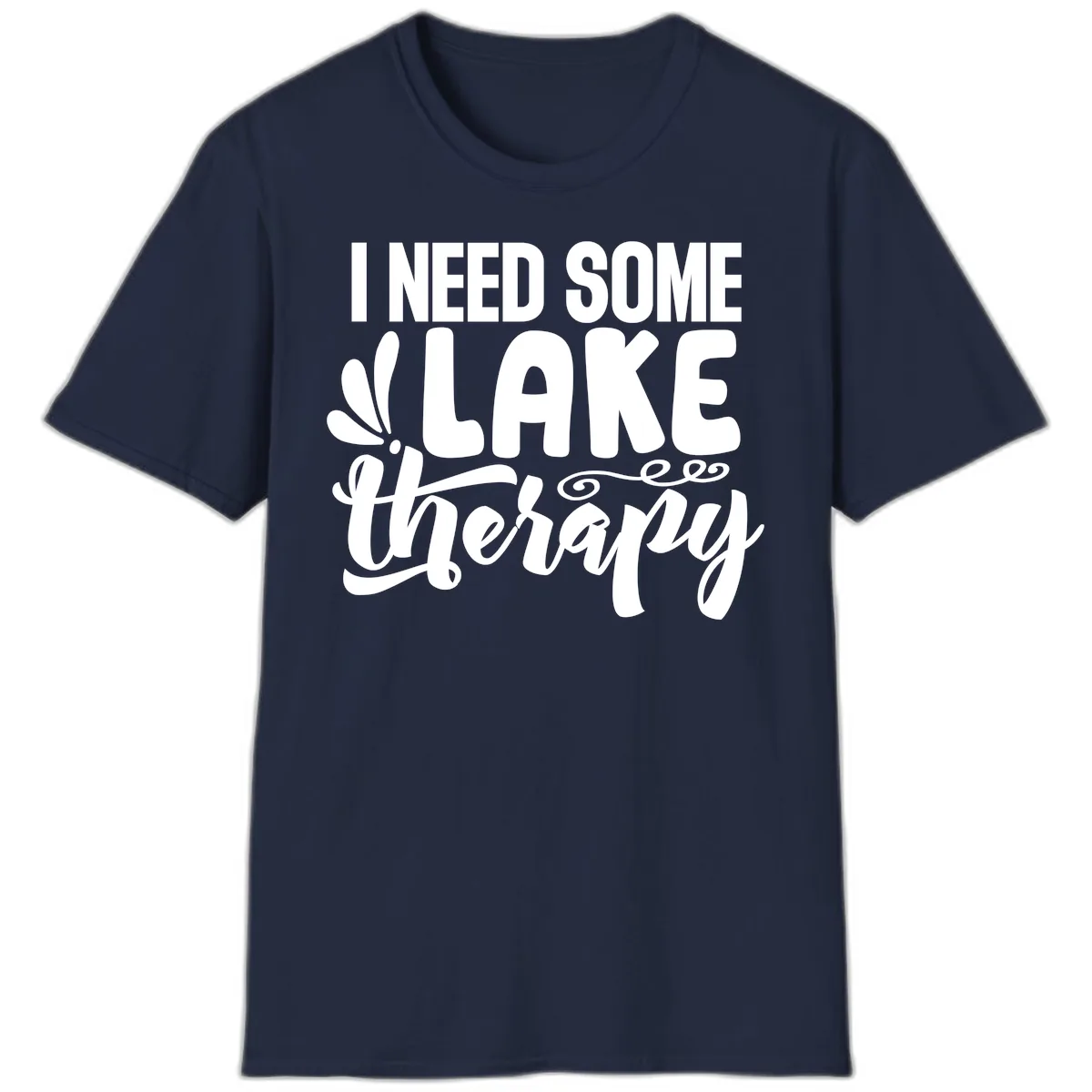 I Need Some Lake Therapy Design T-Shirt in Navy