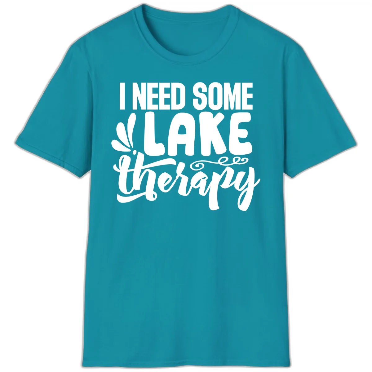 I Need Some Lake Therapy Design T-Shirt in Tropical Blue